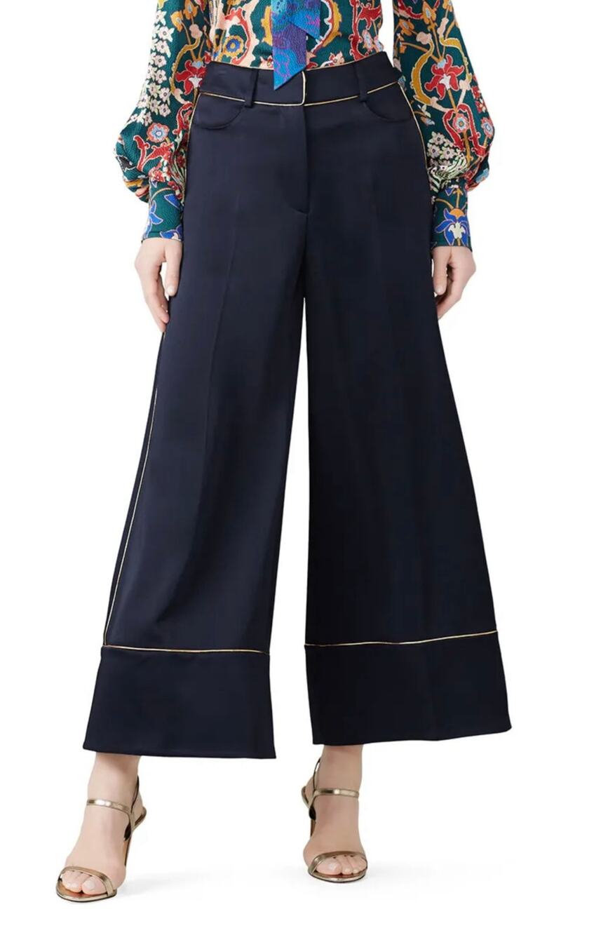 Peter Pilotto Navy Satin Culottes Pants 16 UK 12 US